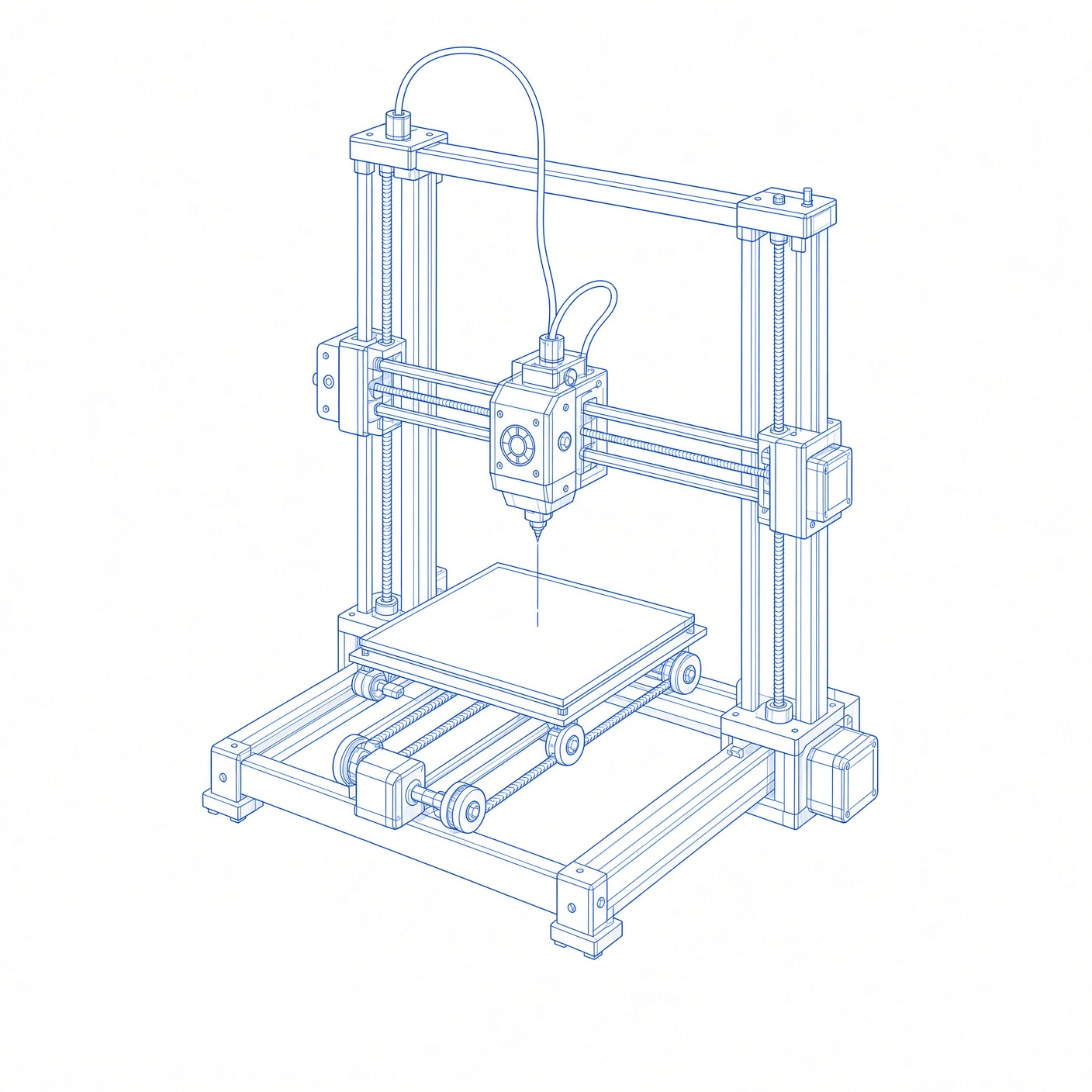 Technical render of a 3D printer